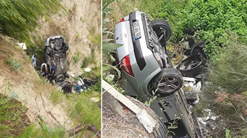 Şarampole Uçan Otomobil! Denizli'de Korkunç Kaza