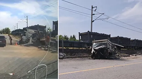 Malatya'da yük treni kamyonete çarptı