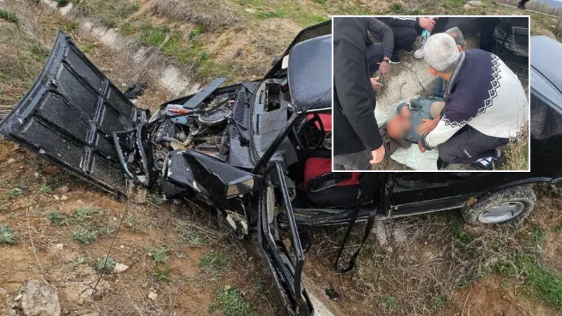 Otomobil Su Kanalına Uçtu! Kütahya'da Şok Kaza